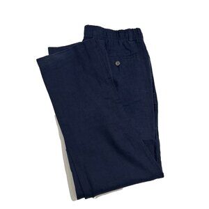 Tasso Elba Men’s Medium 32x30 100% Linen Beach Pants Joggers Trousers Navy Blue